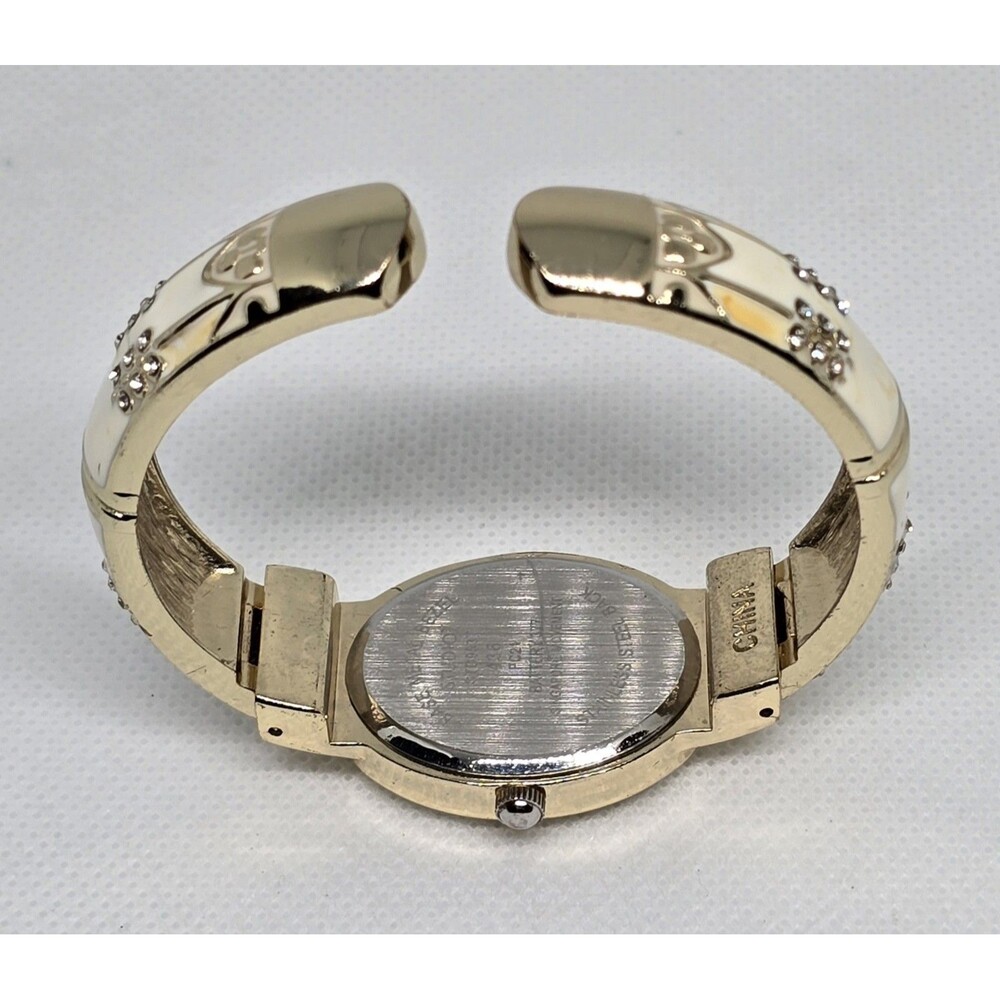 Women's Studio Time Fancy Oval Gold Tone Enamel Open Cuff Bracelet Watch 13 - Picture 8 of 9
